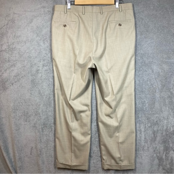 Lauren Ralph Lauren Slacks Men's 36x32 (29L) Beige Poly Rayon Pleat Front Cuffed - Picture 5 of 14